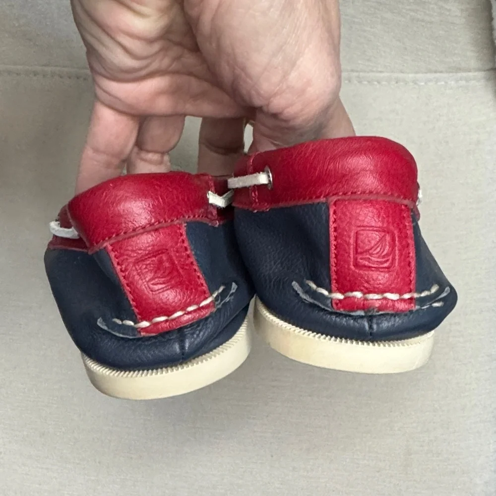 Sperry Nautical Red, White, and Navy Boat Shoes Leather Nautical sz8.5 - Picture 8 of 10
